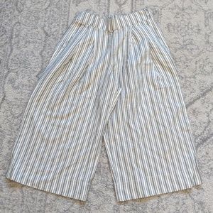 High Rise Stripe Wide-Leg Crop Pants